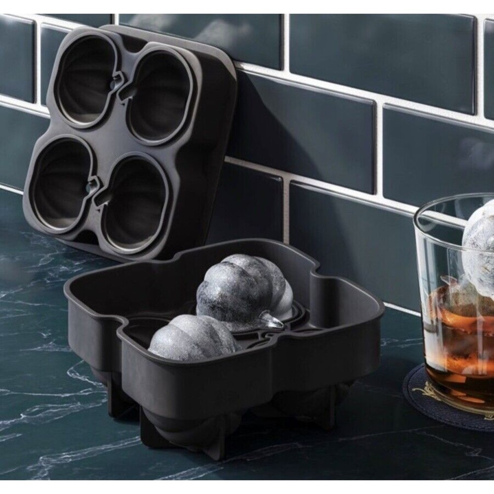 Threshold Pumpkin 🎃 Flexible Silicone Ice Cube Mold Black 3D Shape Fall NEW!